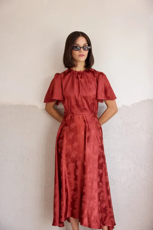 udri terracotta silk dress