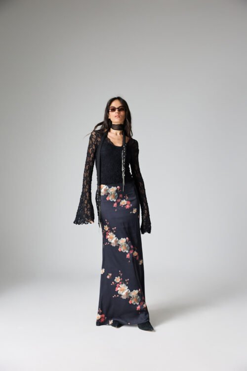 Isabella Maxi Skirt-Midnight Blossom