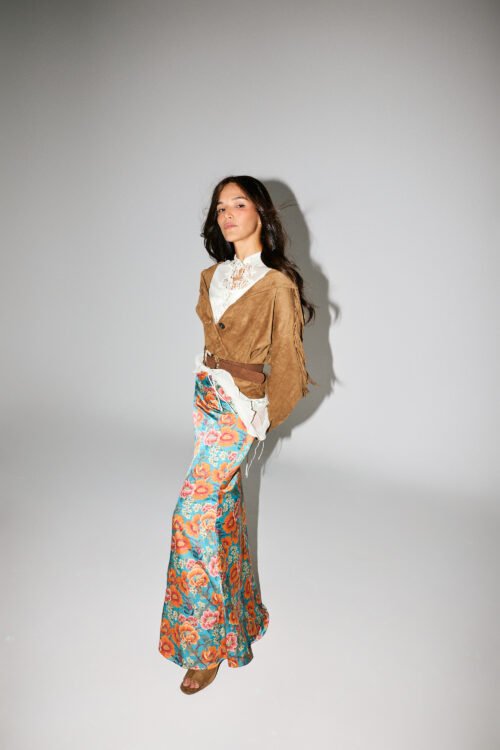 Isabella Maxi Skirt-Turquoise Bloom